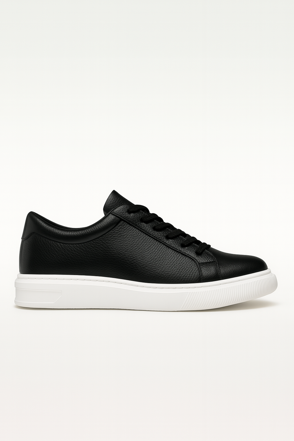 Black Leather Elevator Sneaker – Adds 6 cm