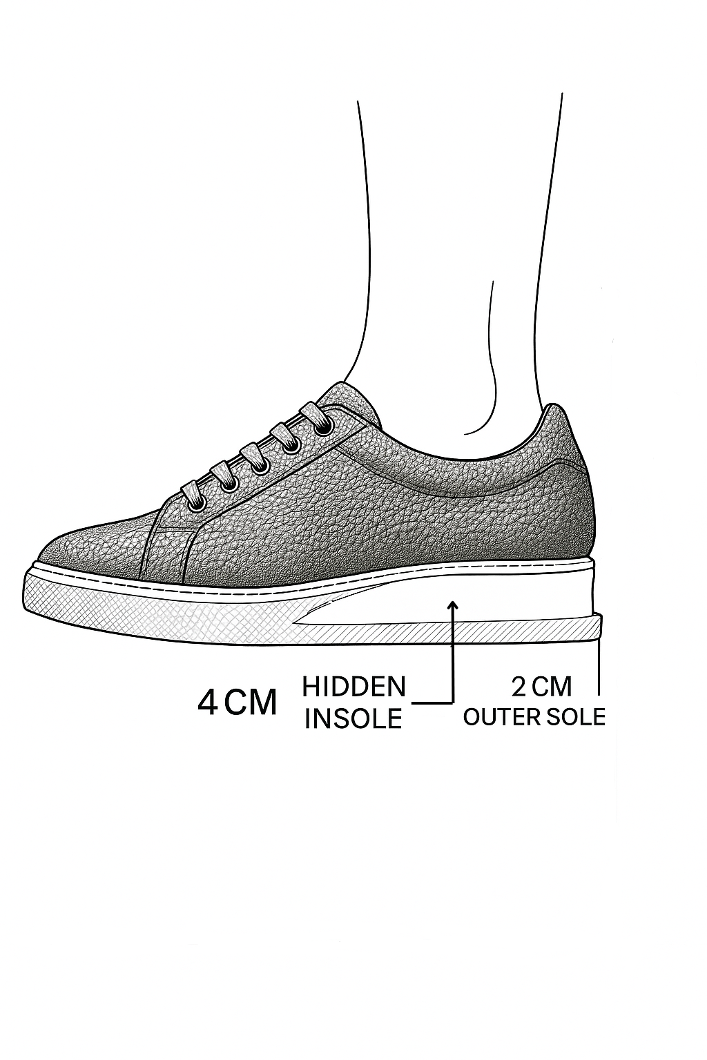 Beige Leather Elevator Sneaker – Adds 6 cm